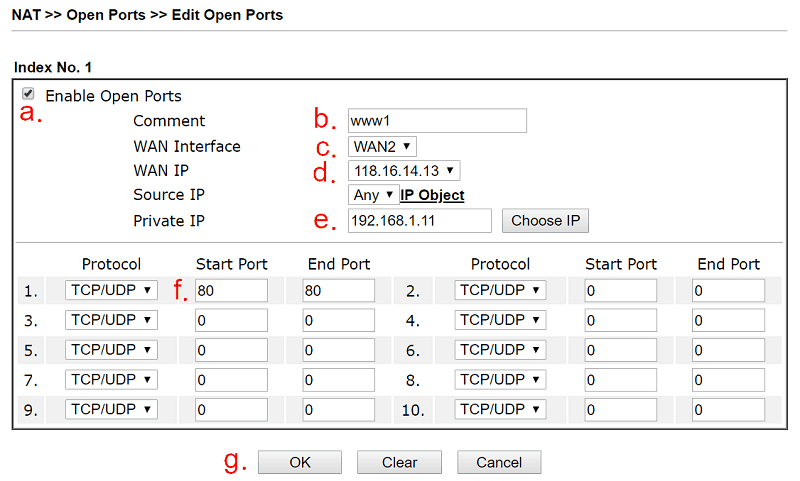 a screenshot of DrayOS open port settings